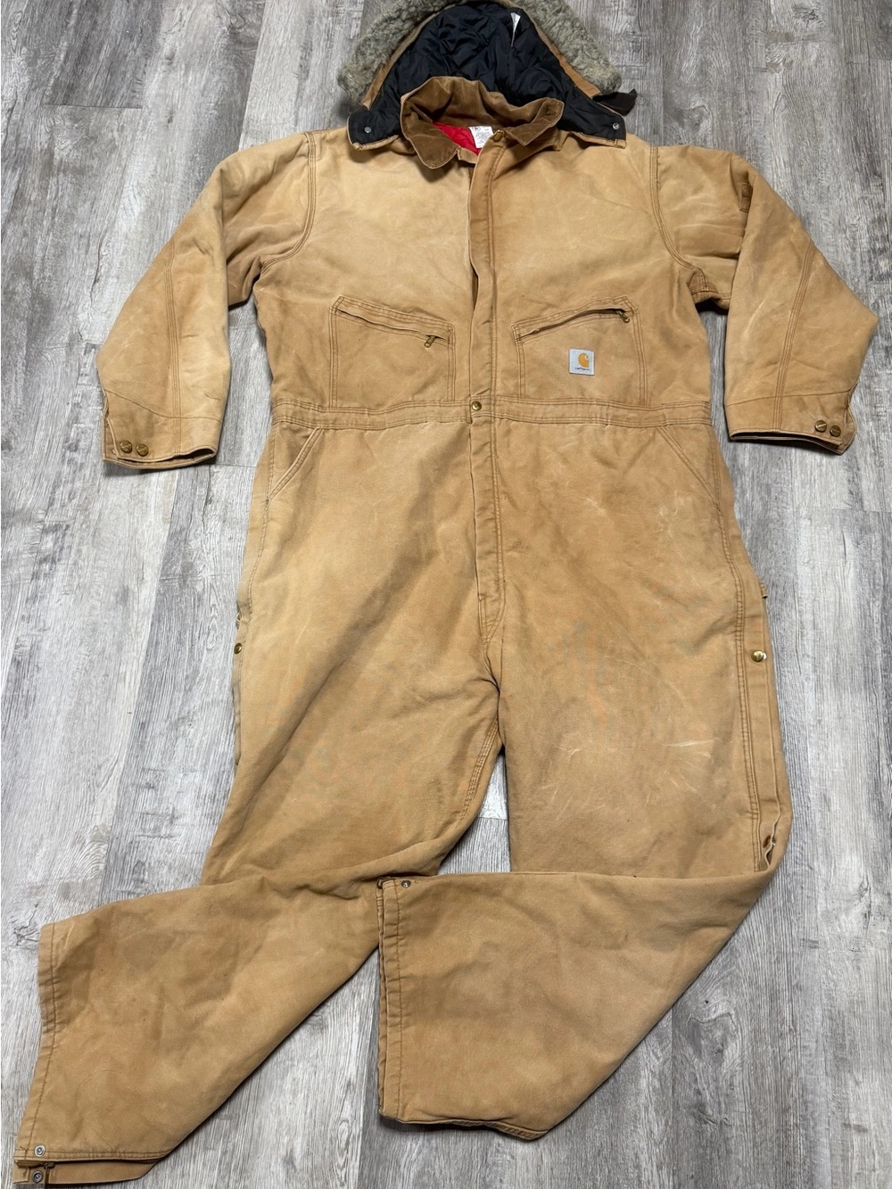 Carhartt Men’s Tan Hooded Insulated One-Piece Coverall 14806 56R USA made